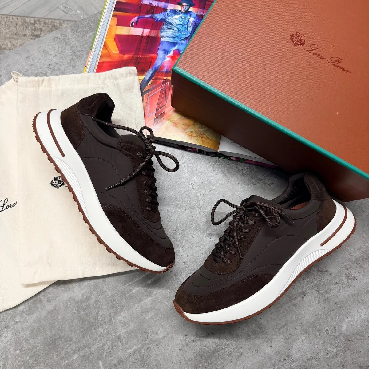 LORO SUEDE TRAINER - BROWN