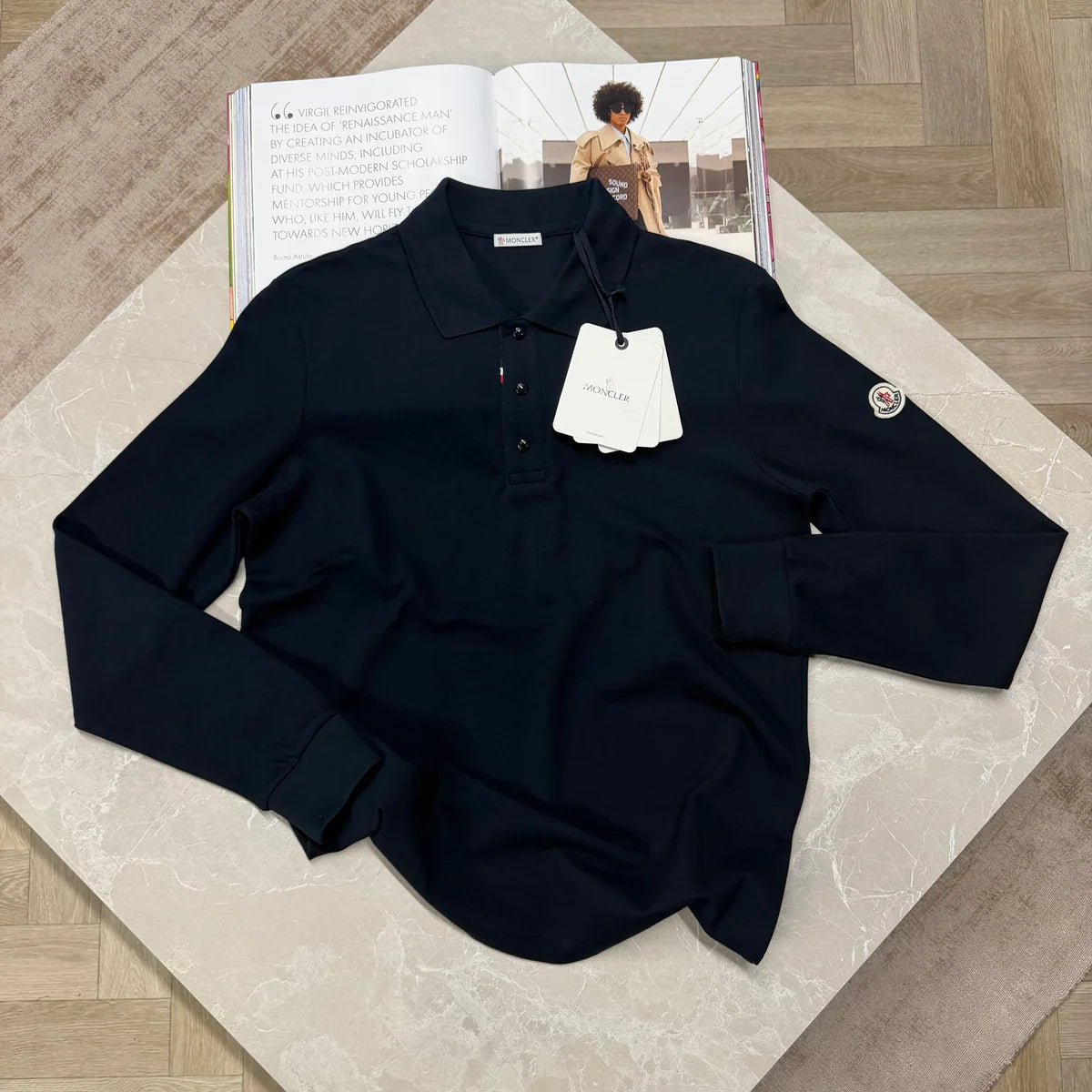 MNCLR LONG SLEEVE POLO - NAVY
