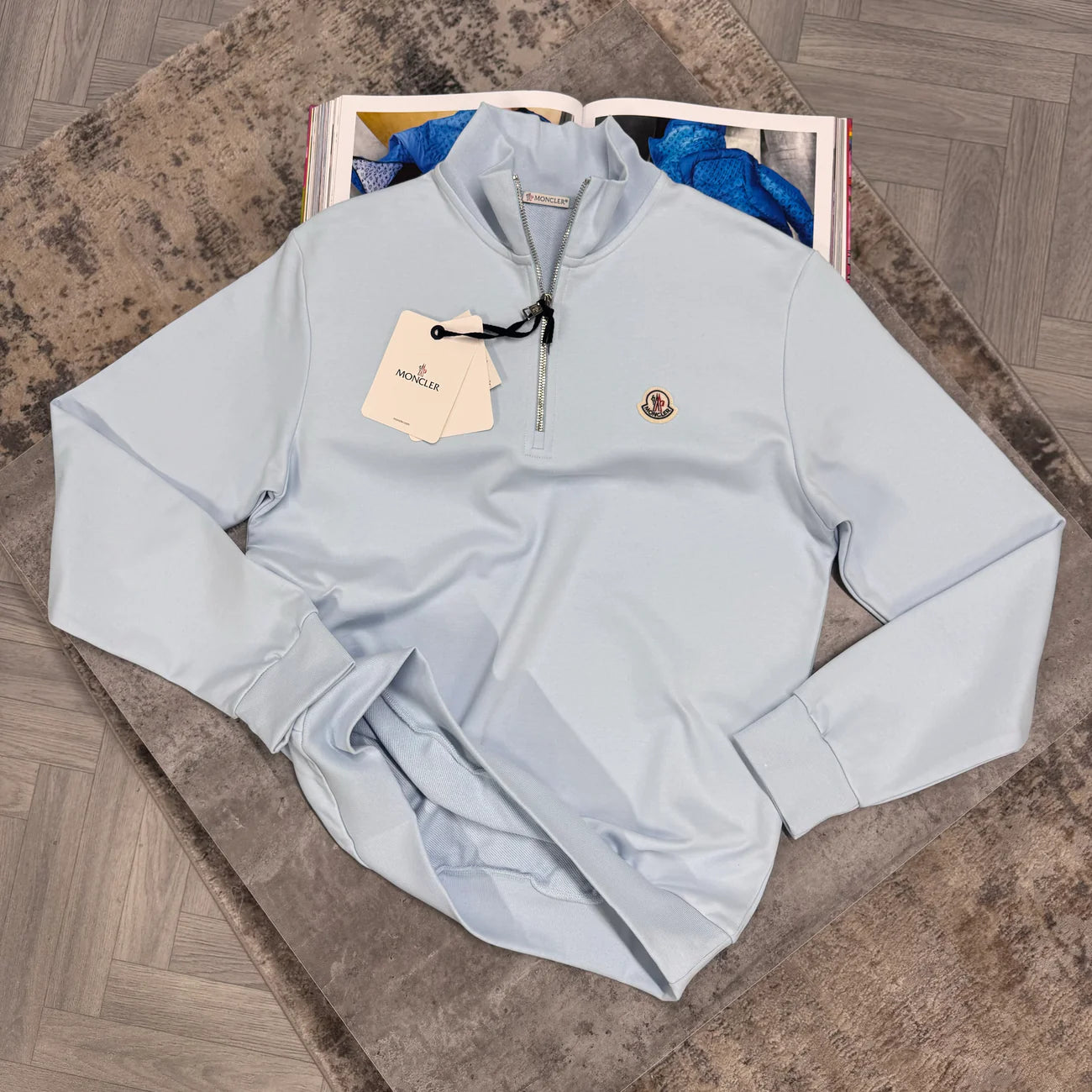 MNCLR LOGO HALF ZIP JUMPER - SKY BLUE