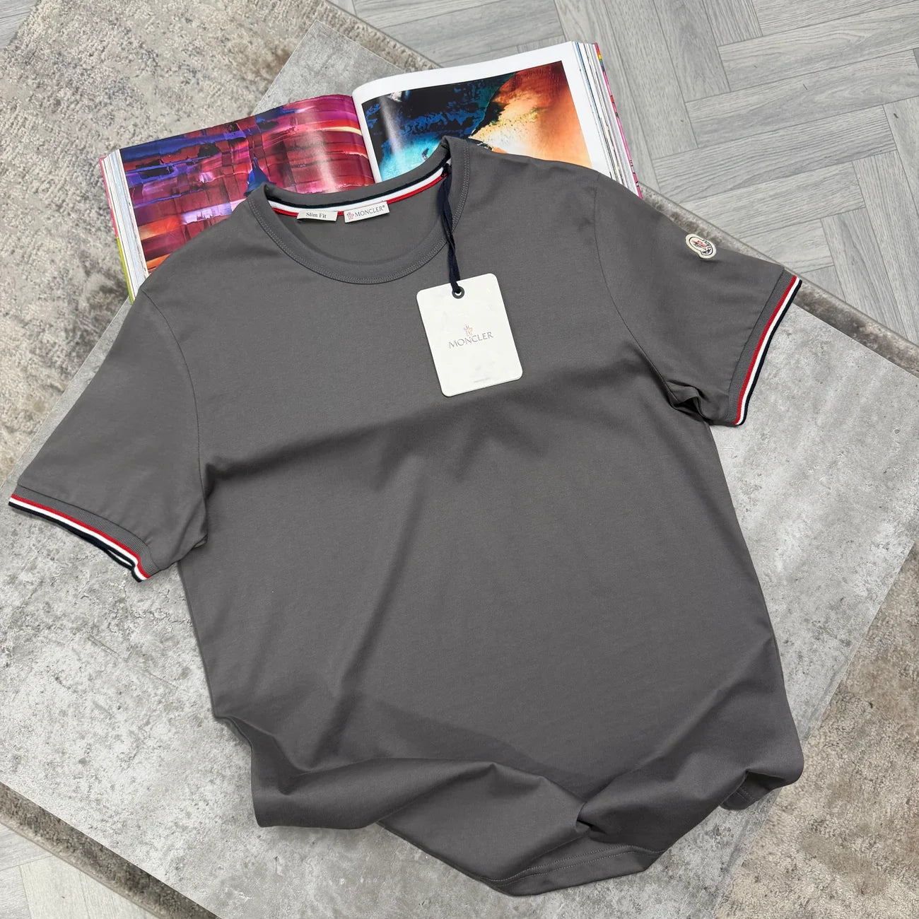 MNCLR TRICOLOR TRIMMED TSHIRT - CHARCOAL