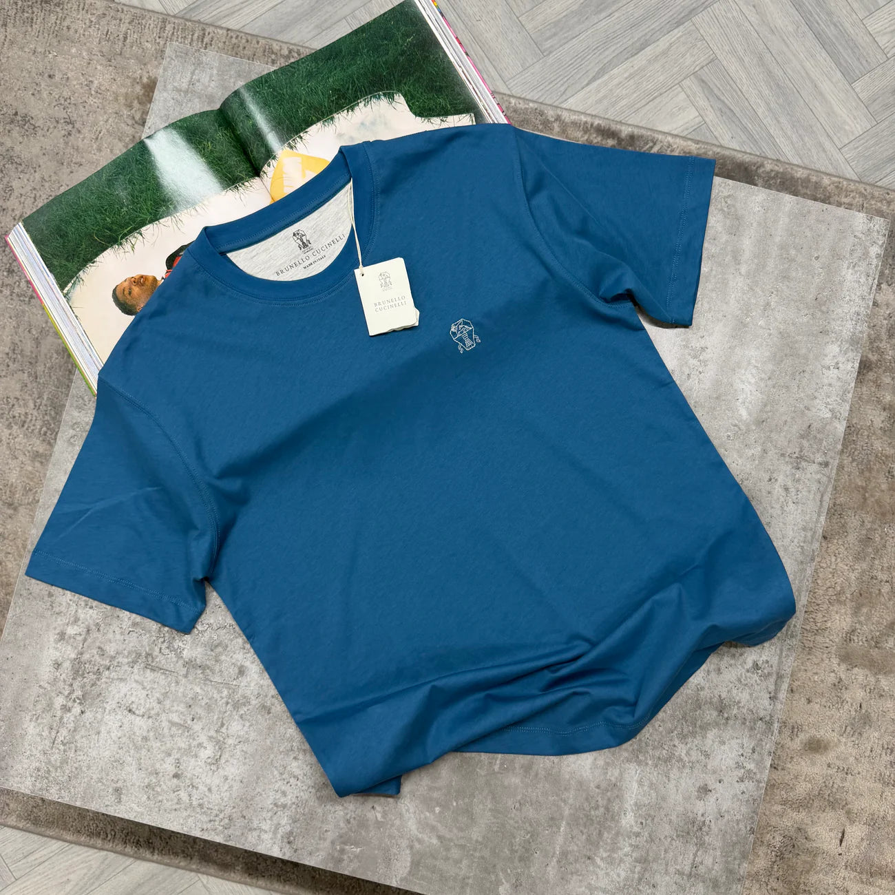 BRUNELLO LOGO T SHIRT - INDIGO