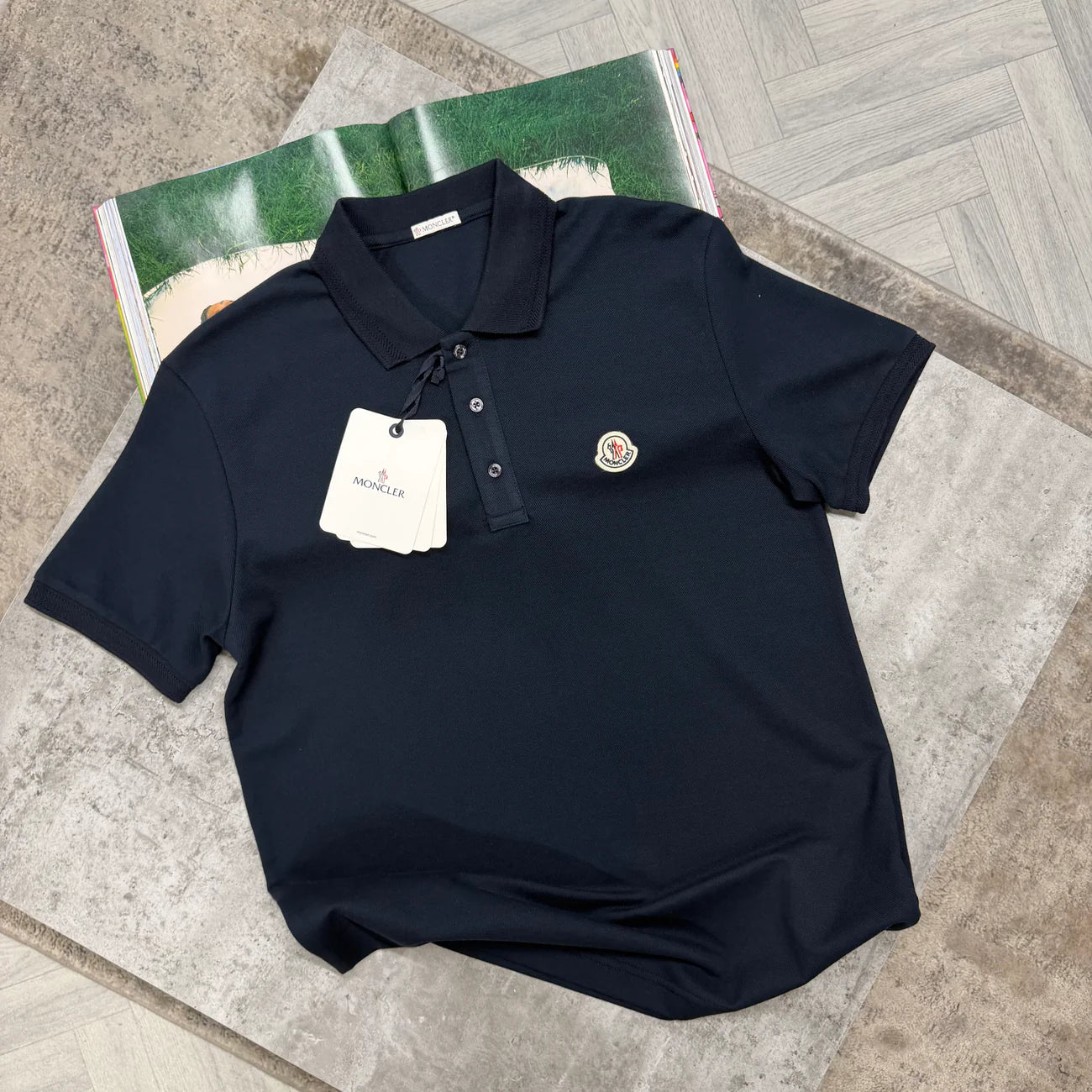 MNCLR PLEATED COLLAR T SHIRT - NAVY