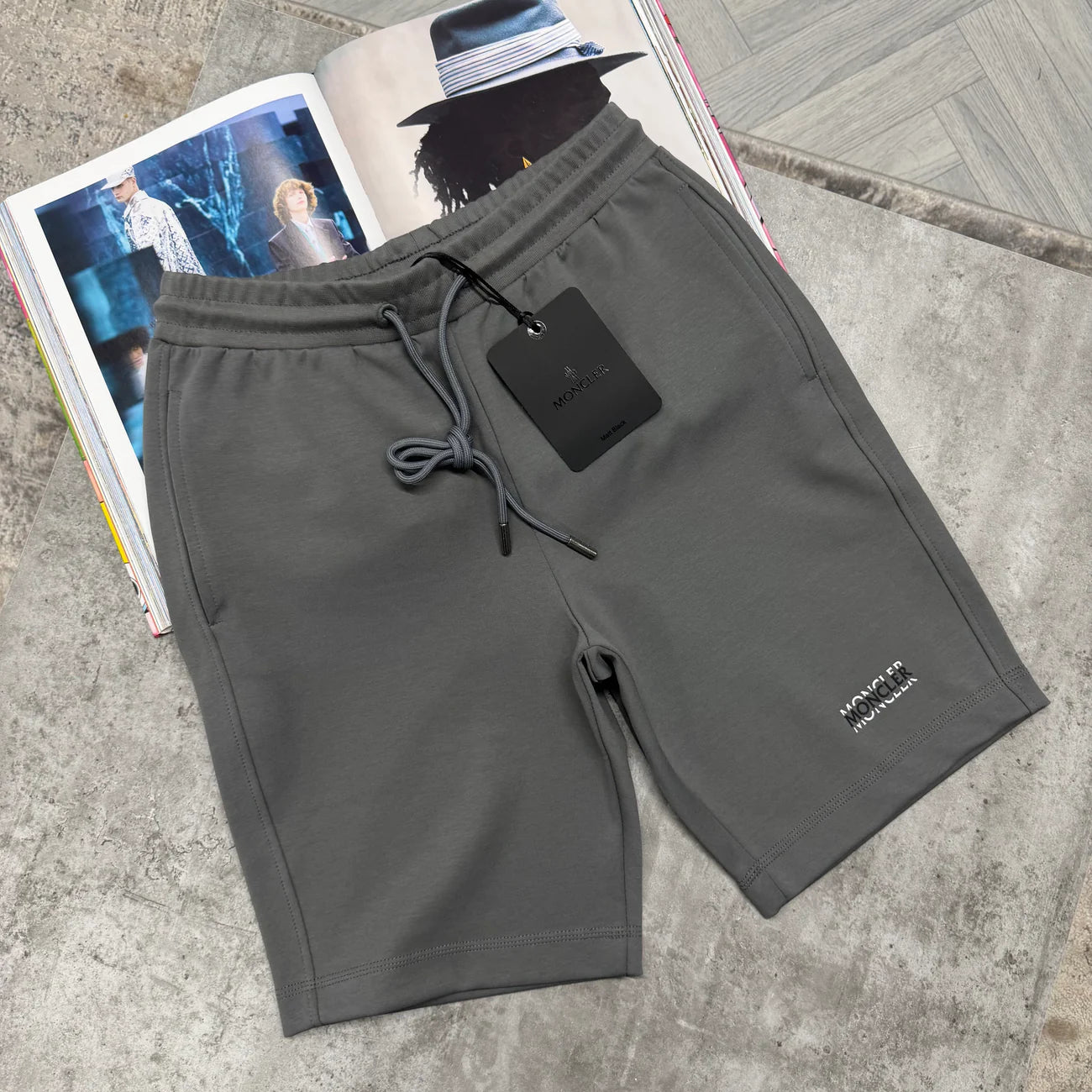 MNCLR SPLIT LOGO COTTON SHORTS - CHARCOAL