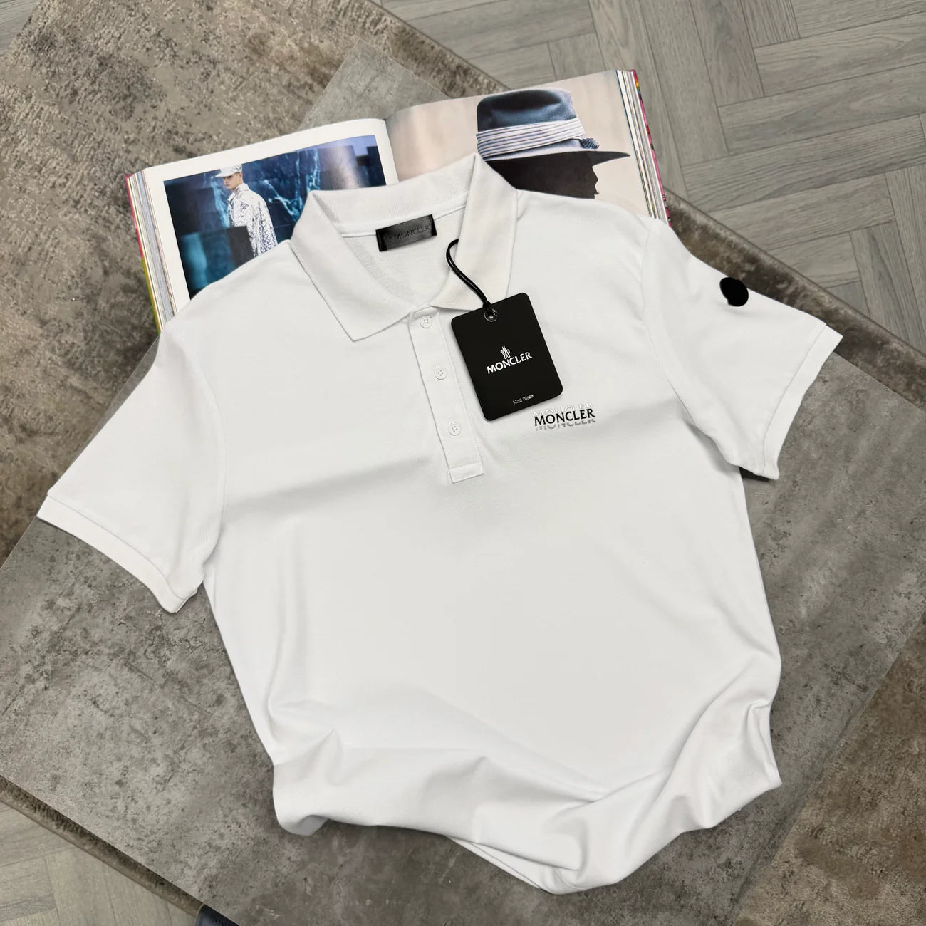 MNCLR SPLIT LOGO POLO - WHITE