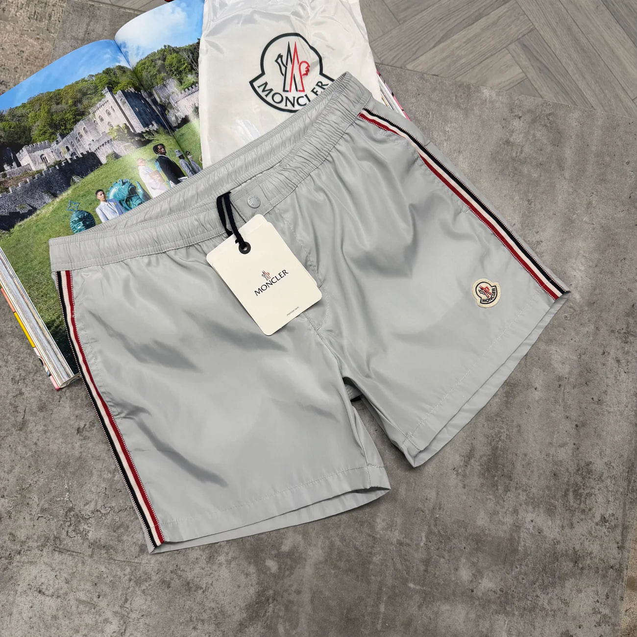 MNCLR STRIPED BAGGED SWIMS - LIGHT GREY