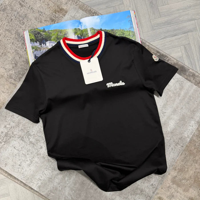 MNCLR STRIPE COLLAR TSHIRT - BLACK
