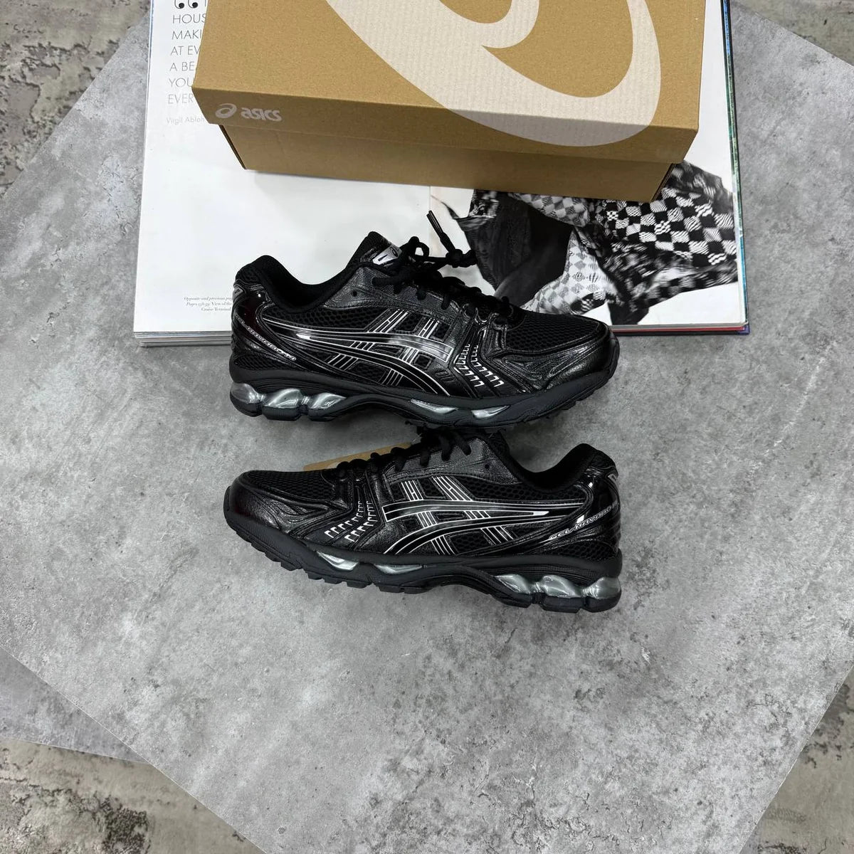 ACS KAYANO 14 TRAINERS - BLACK/SILVER