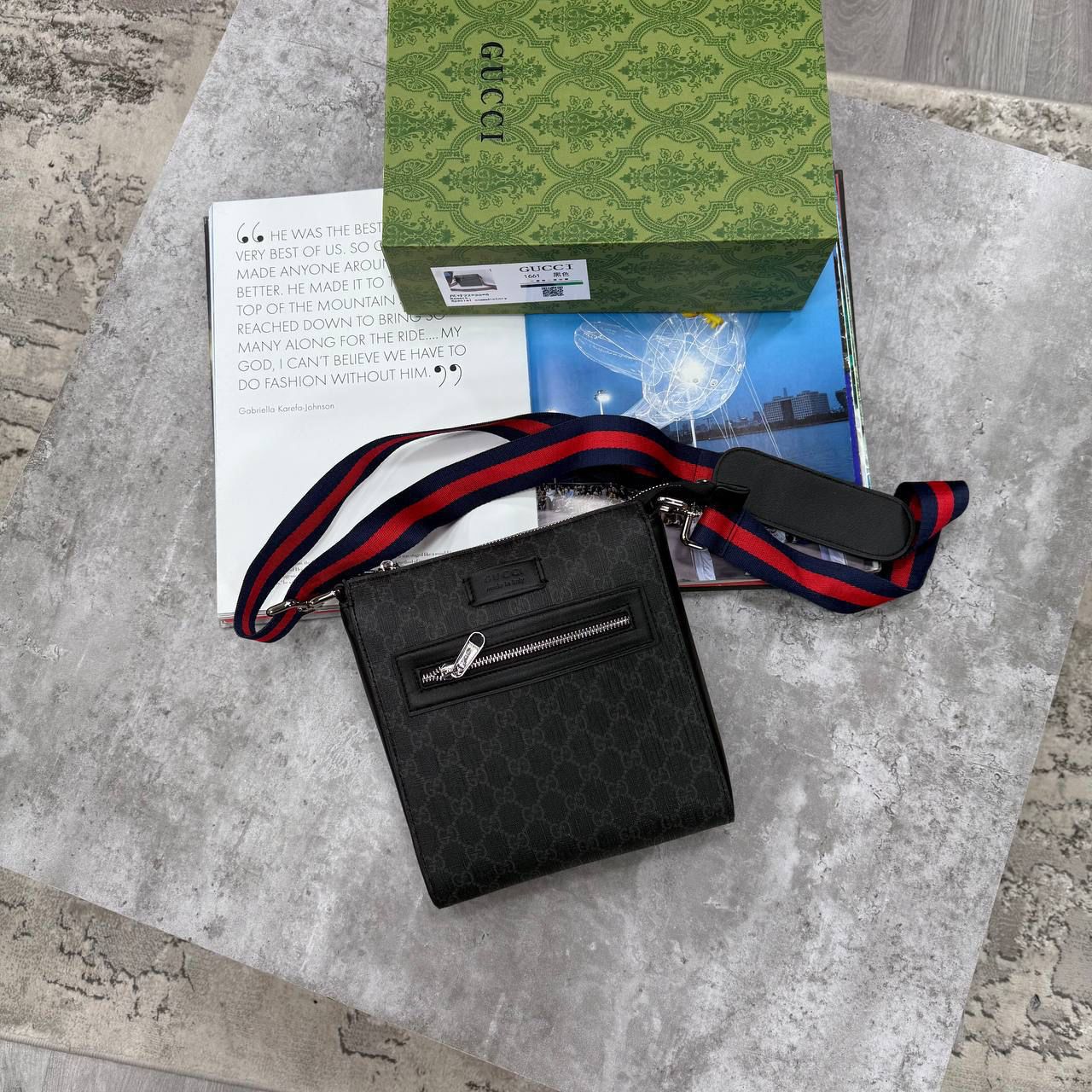 GCI GG SUPREME MESSENGER BAG - BLACK