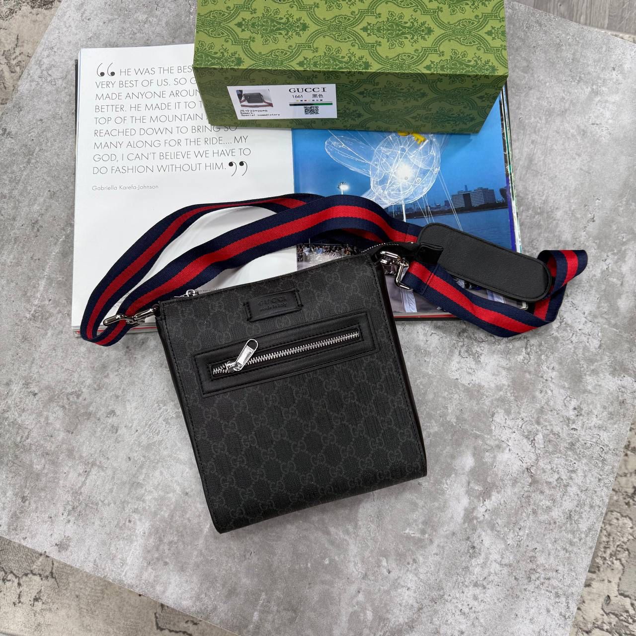GCI GG SUPREME MESSENGER BAG - BLACK