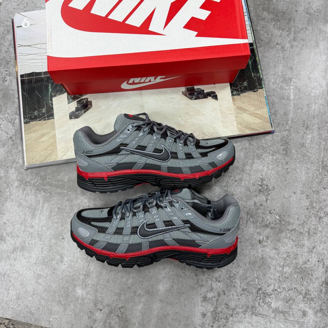 NI P-6000 SNEAKERS - GREY / RED