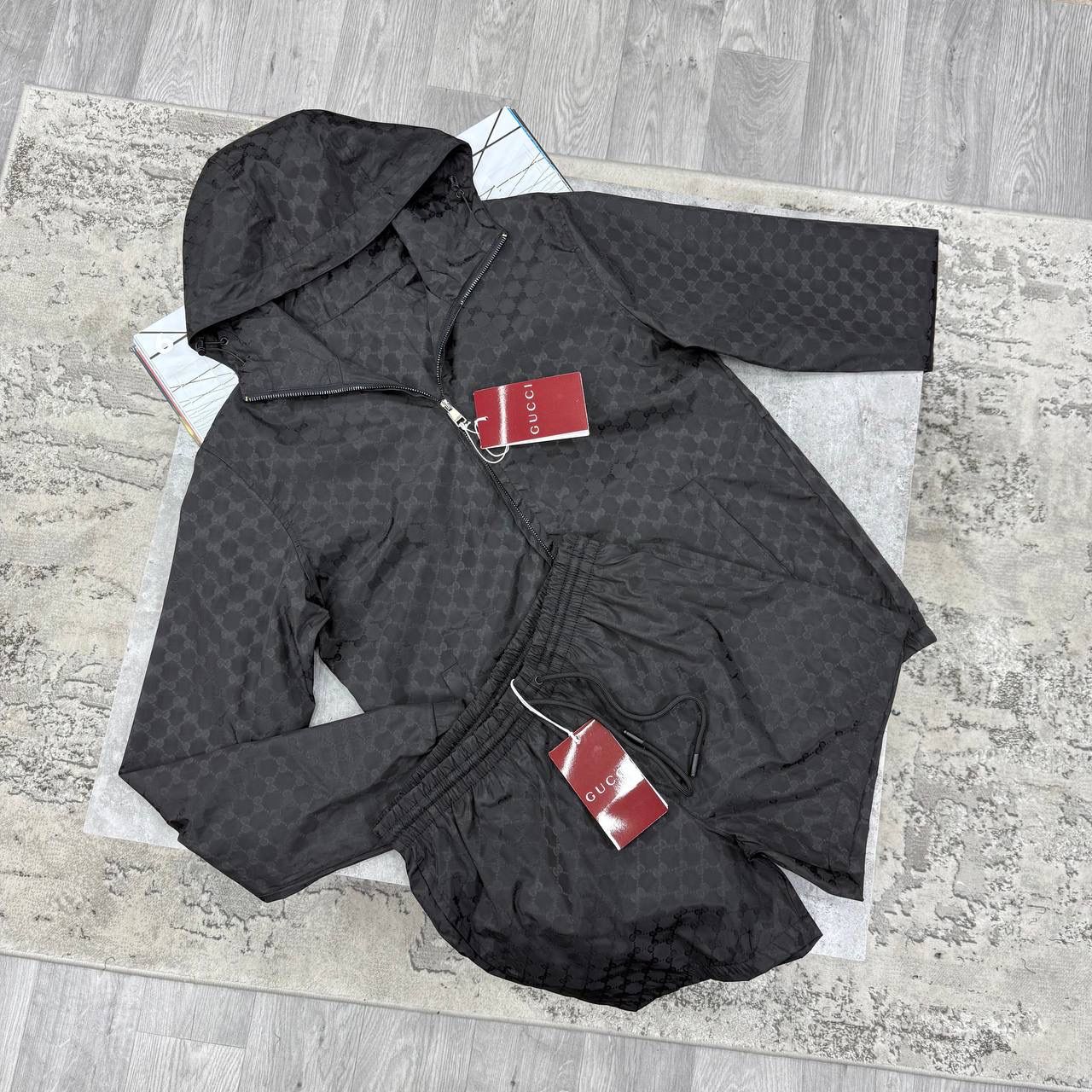GCI NYLON JACKET SHORTS SETS - BLACK
