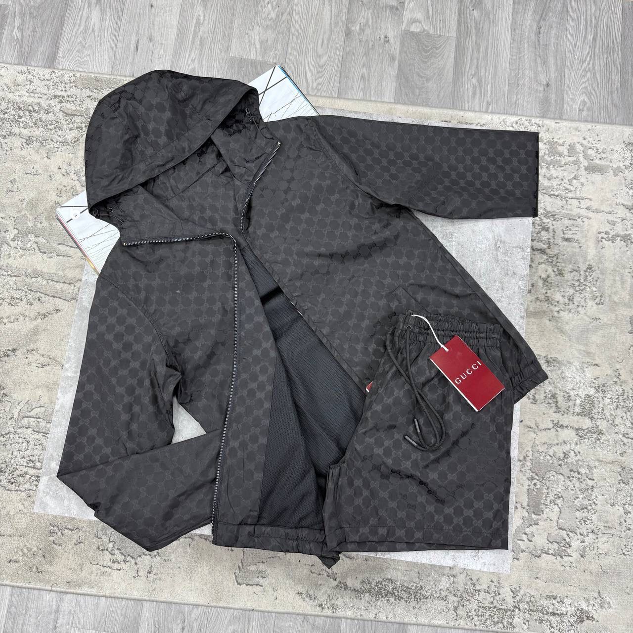GCI NYLON JACKET SHORTS SETS - BLACK