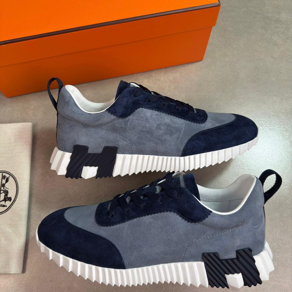 H SUEDE TRAINERS - NAVY/GREY