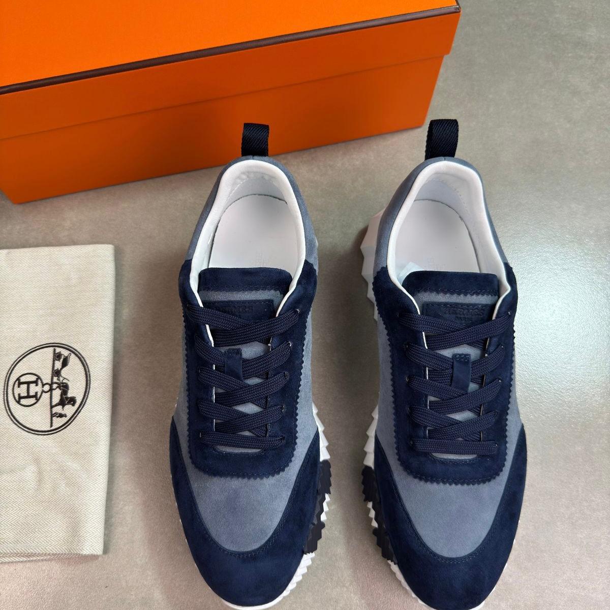 H SUEDE TRAINERS - NAVY/GREY