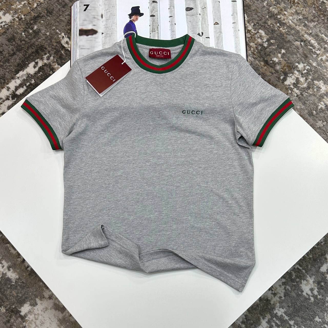 GCI STRIPED TRIM TSHIRT - GREY