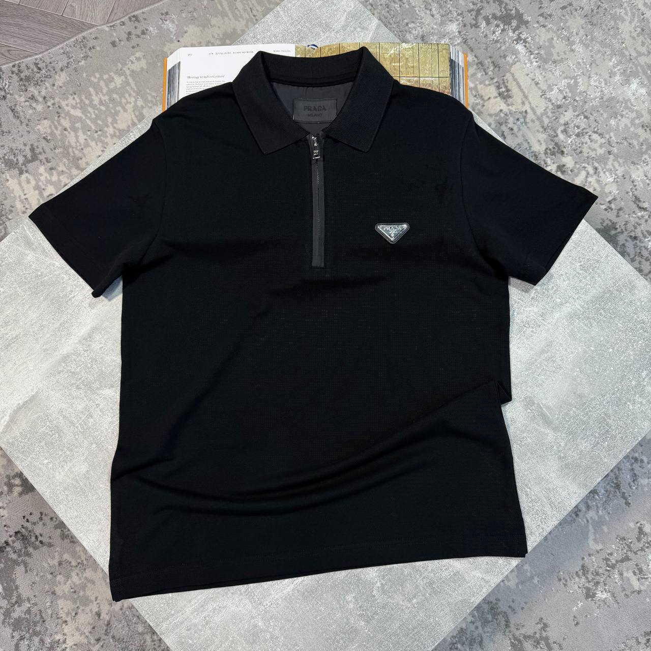 PDA FRONT HALF ZIP POLO - BLACK