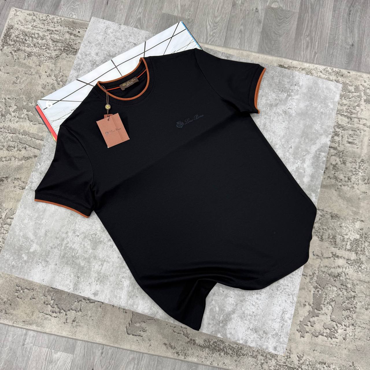 LORO TIPPED COLLAR TSHIRT - BLACK