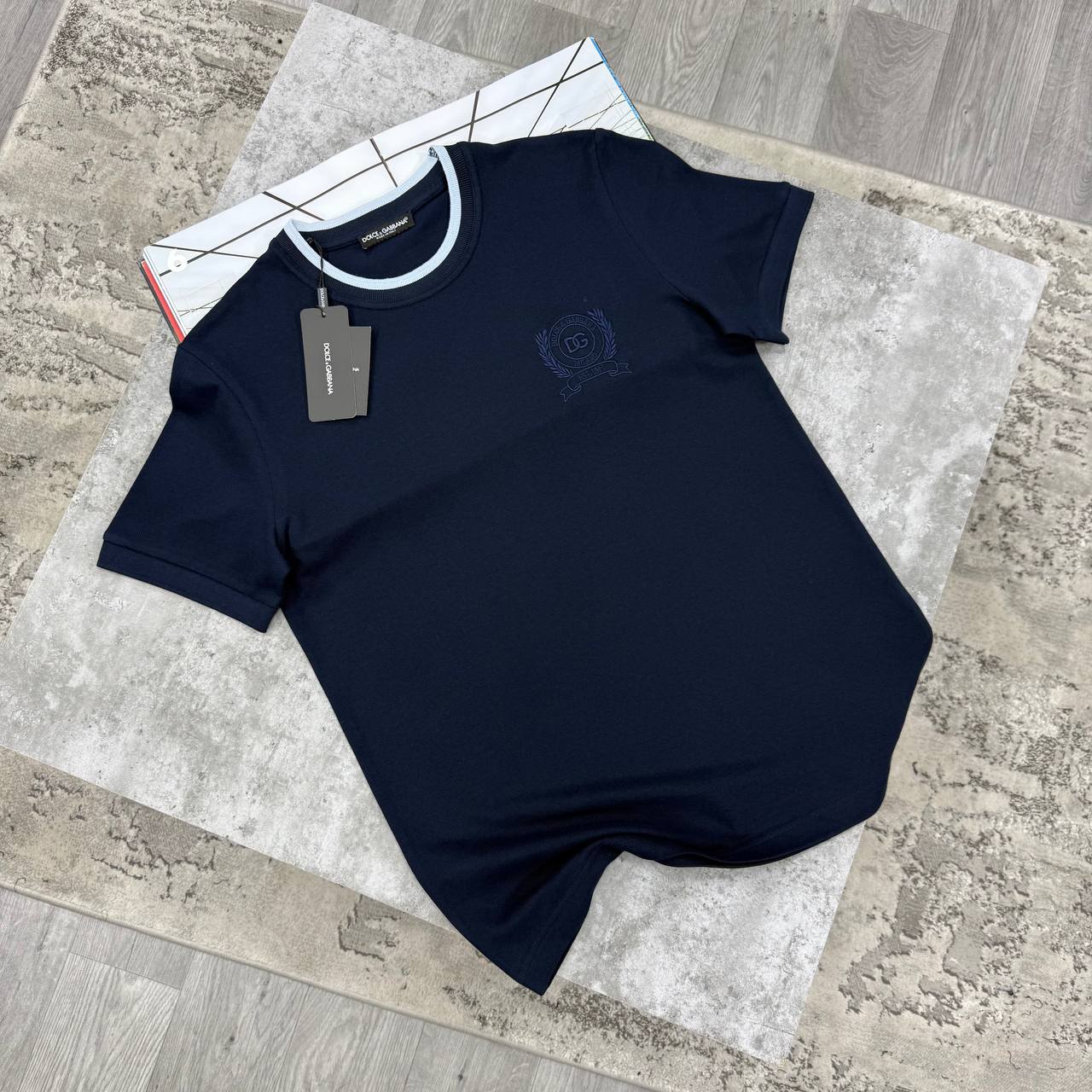 D&G EMBROIDERED LOGO TSHIRT - NAVY