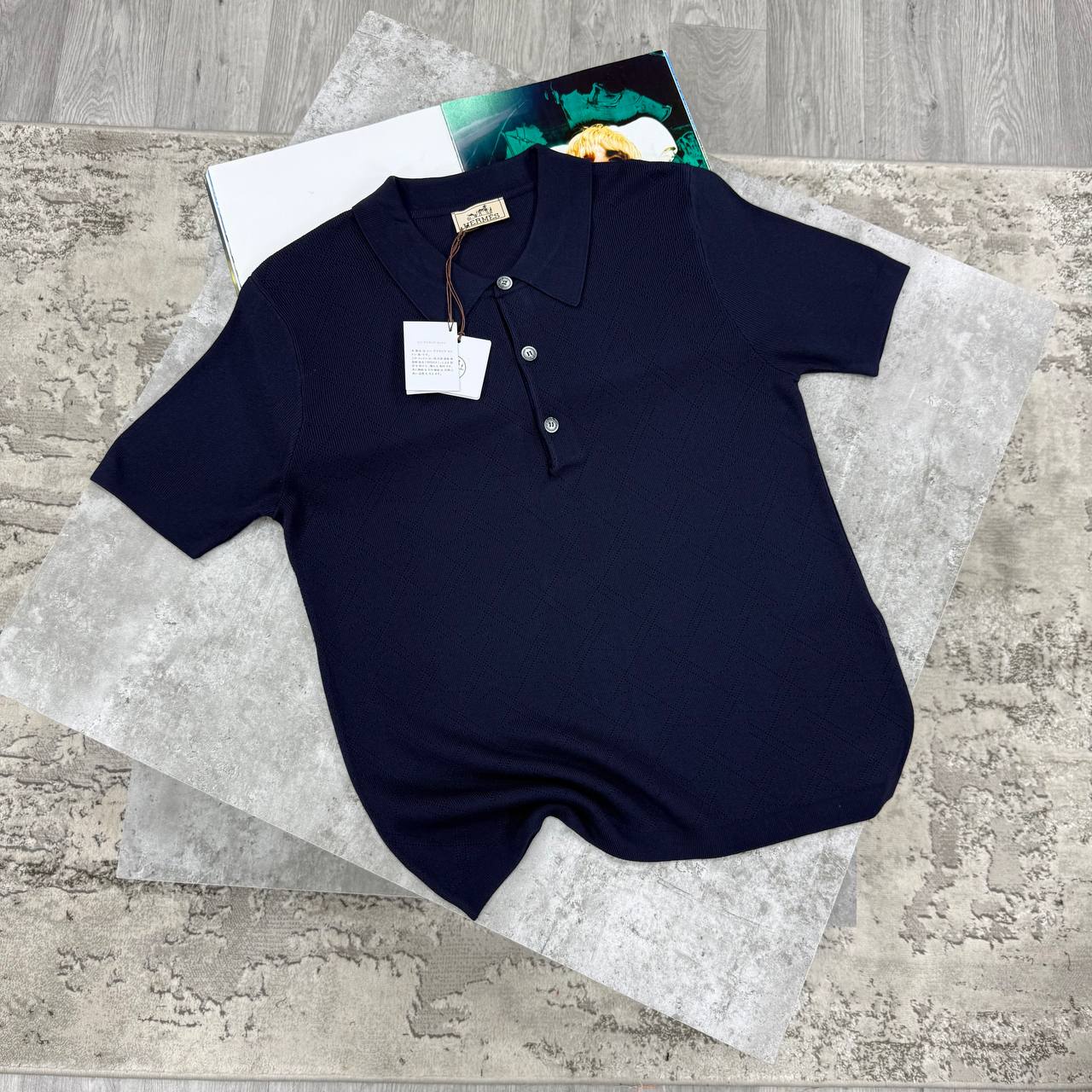 H KNIT POLO - NAVY