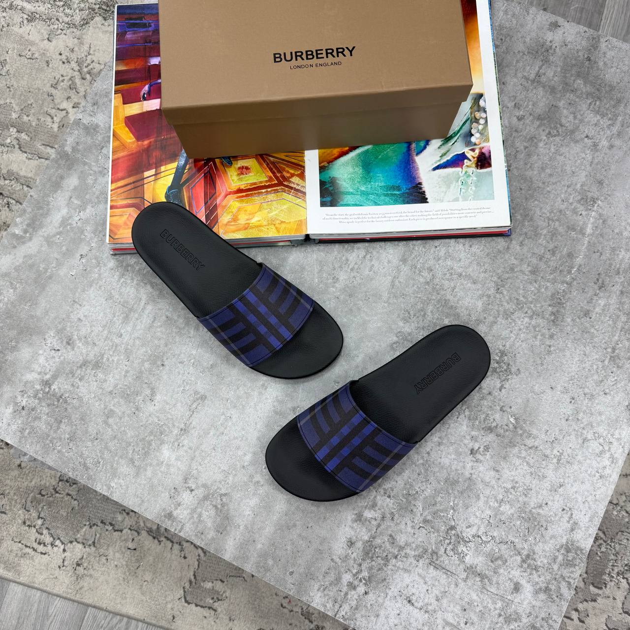 BBR CHECK SLIDES - BLUE / BLACK