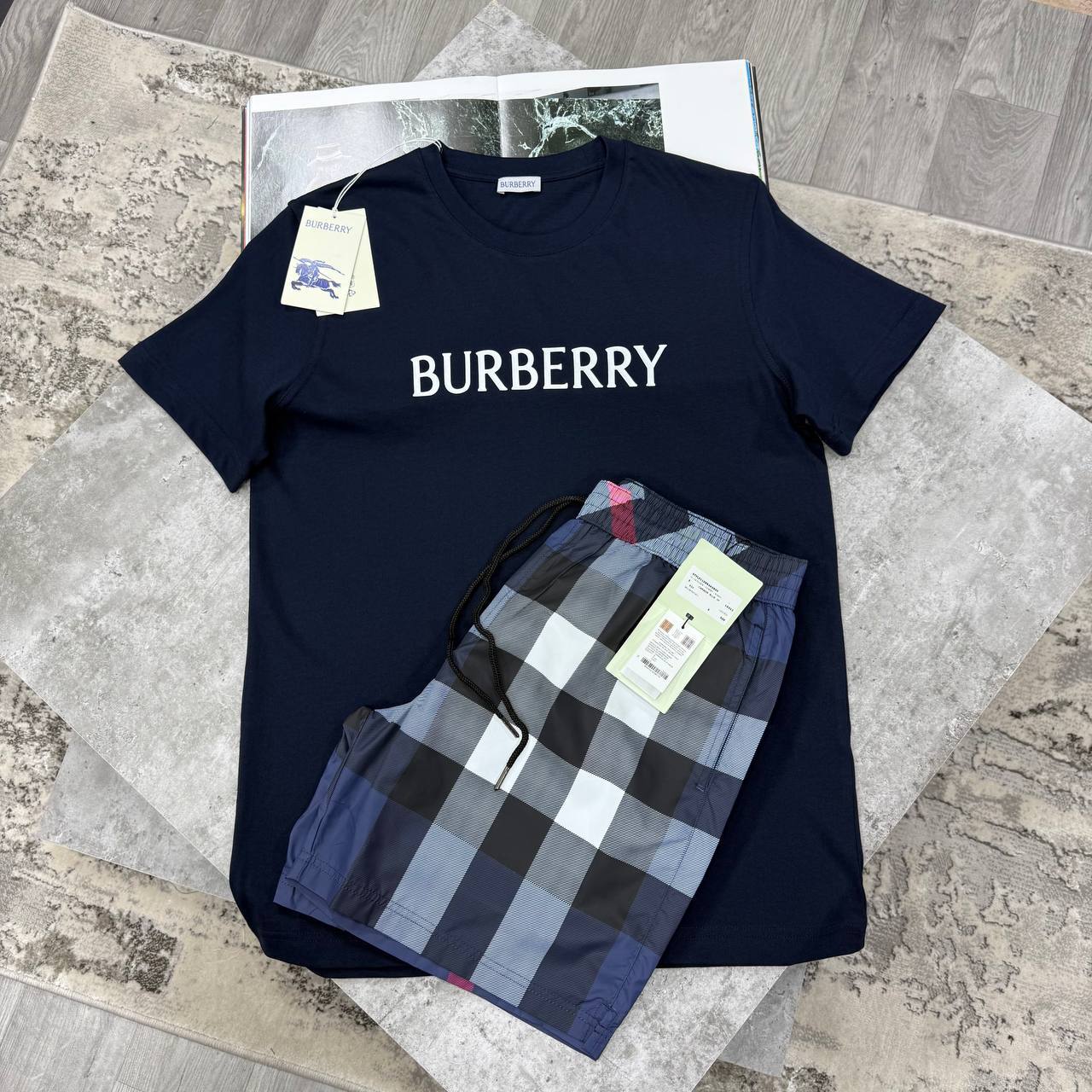 BBR CHECK SWIM SHORTS - BLUE