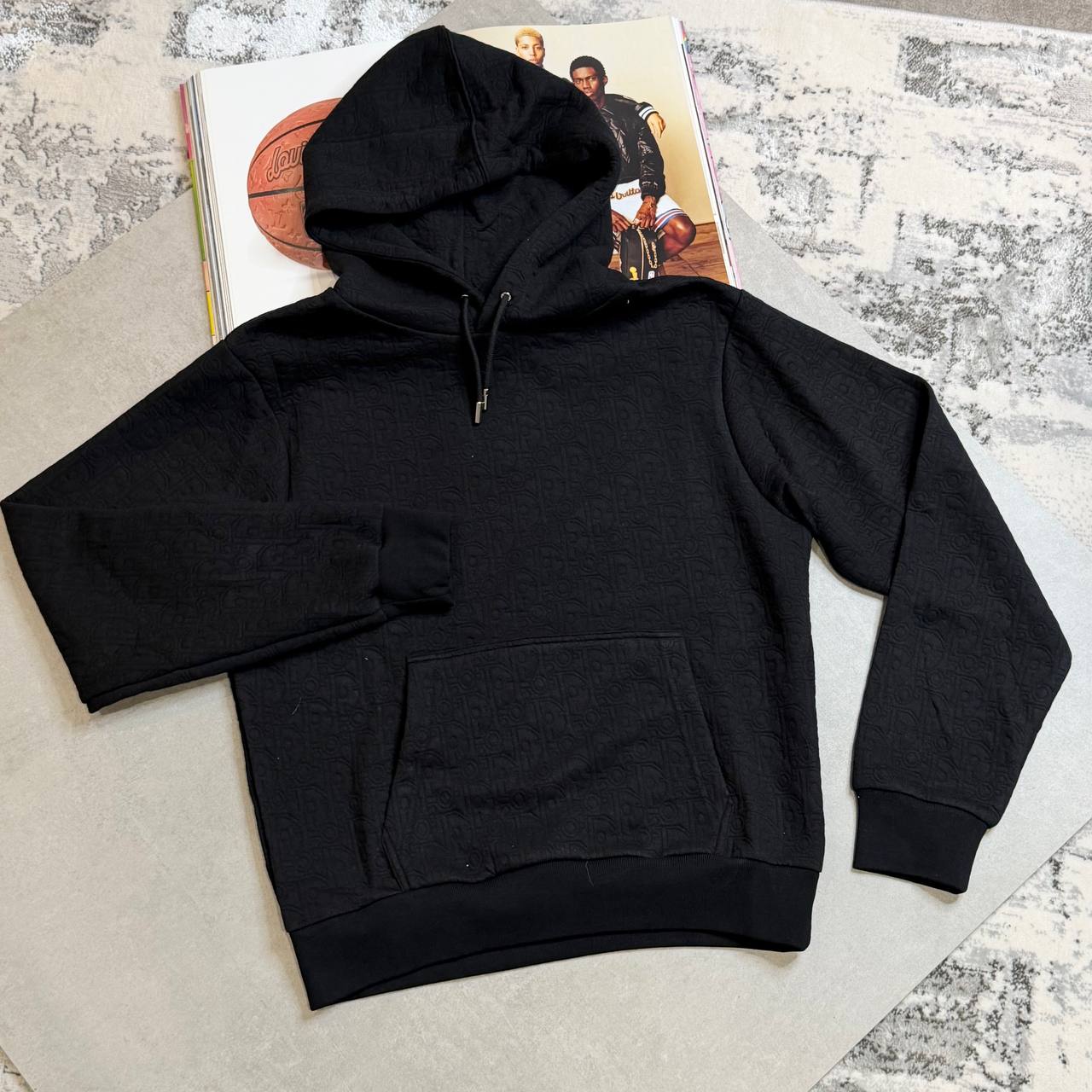 CD OBLIQUE HOODED SWEATSHIRT - BLACK