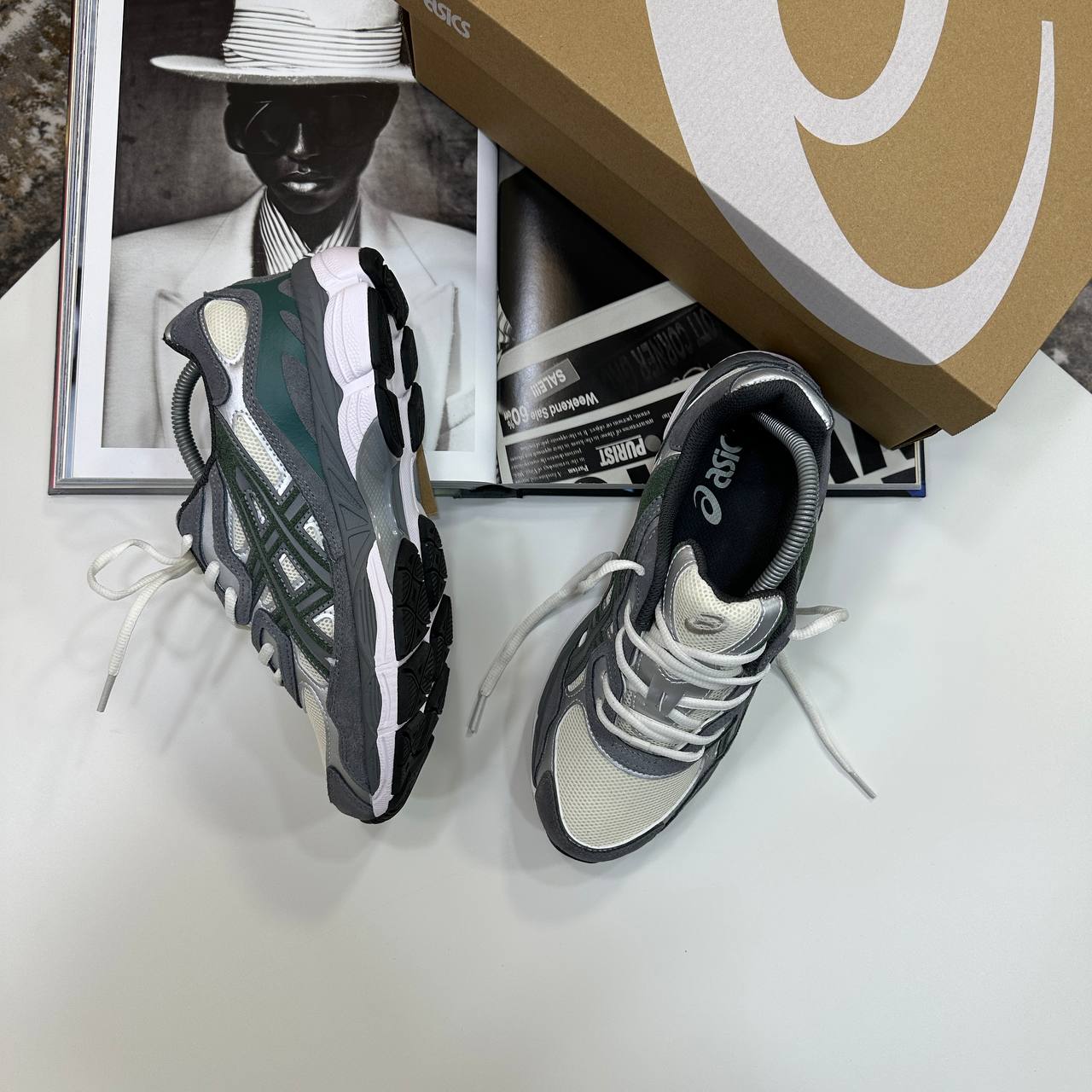 ACS GEL TRAINERS - CREAM/STEEL GREY