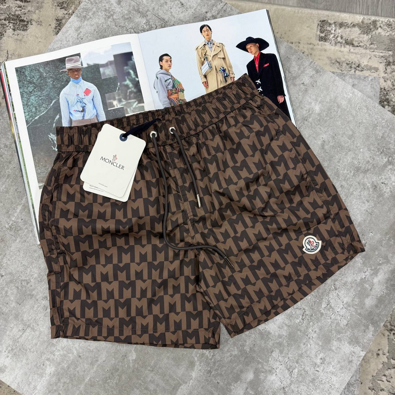 MNCLR MONOGRAM SWIM SHORTS - BROWN