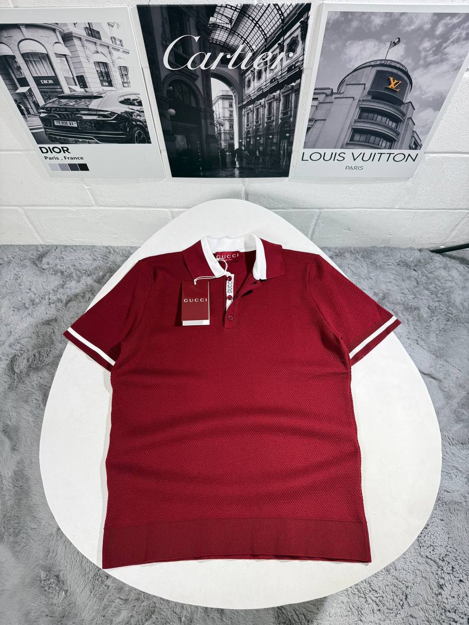 GUCCI PIQUE POLO SHIRT - RED