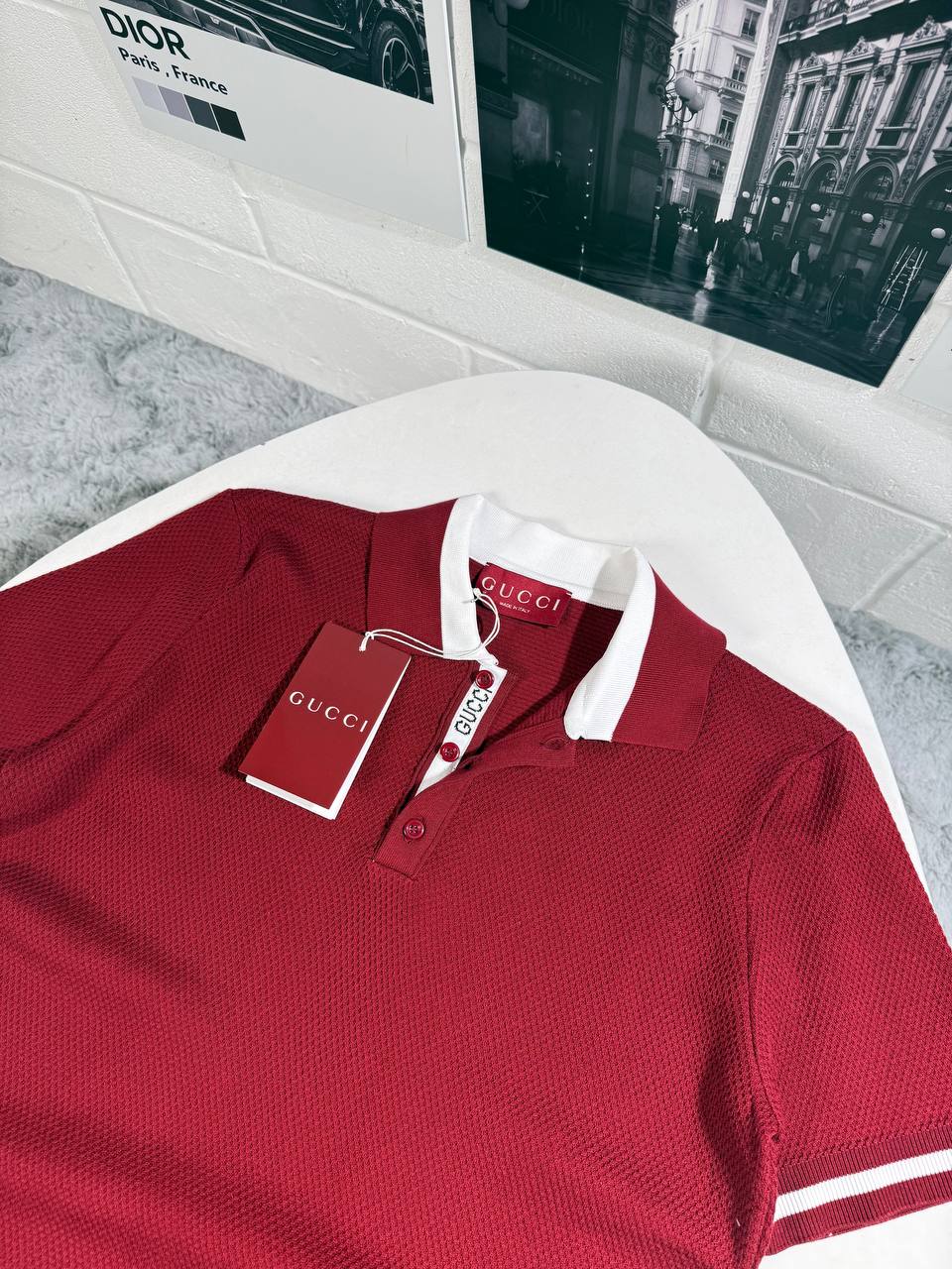 GUCCI PIQUE POLO SHIRT - RED