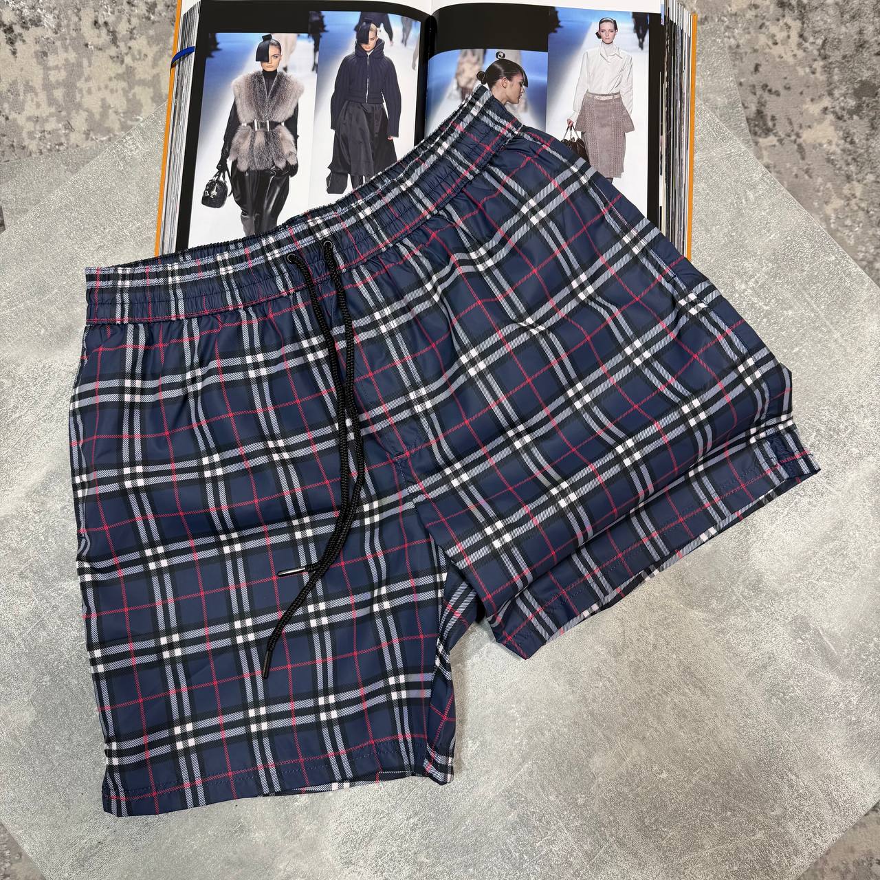BBR VINTAGE CHECK SWIM SHORTS - BLUE