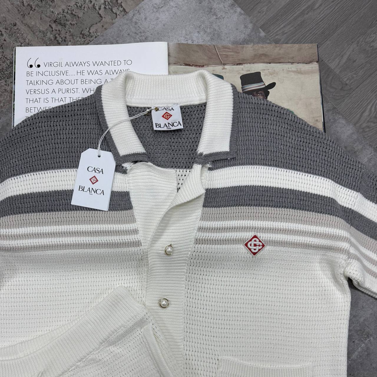 CB KNITTED SHORT SETS - WHITE / GREY