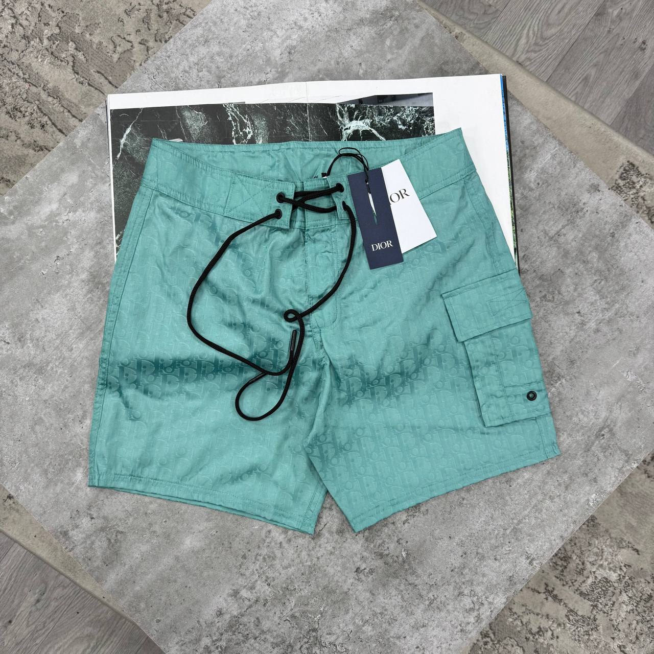 CD OBLIQUE SWIM SHORTS - GREEN