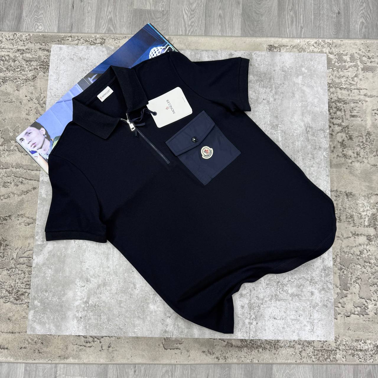 MNCLR ZIP POCKET POLO - NAVY