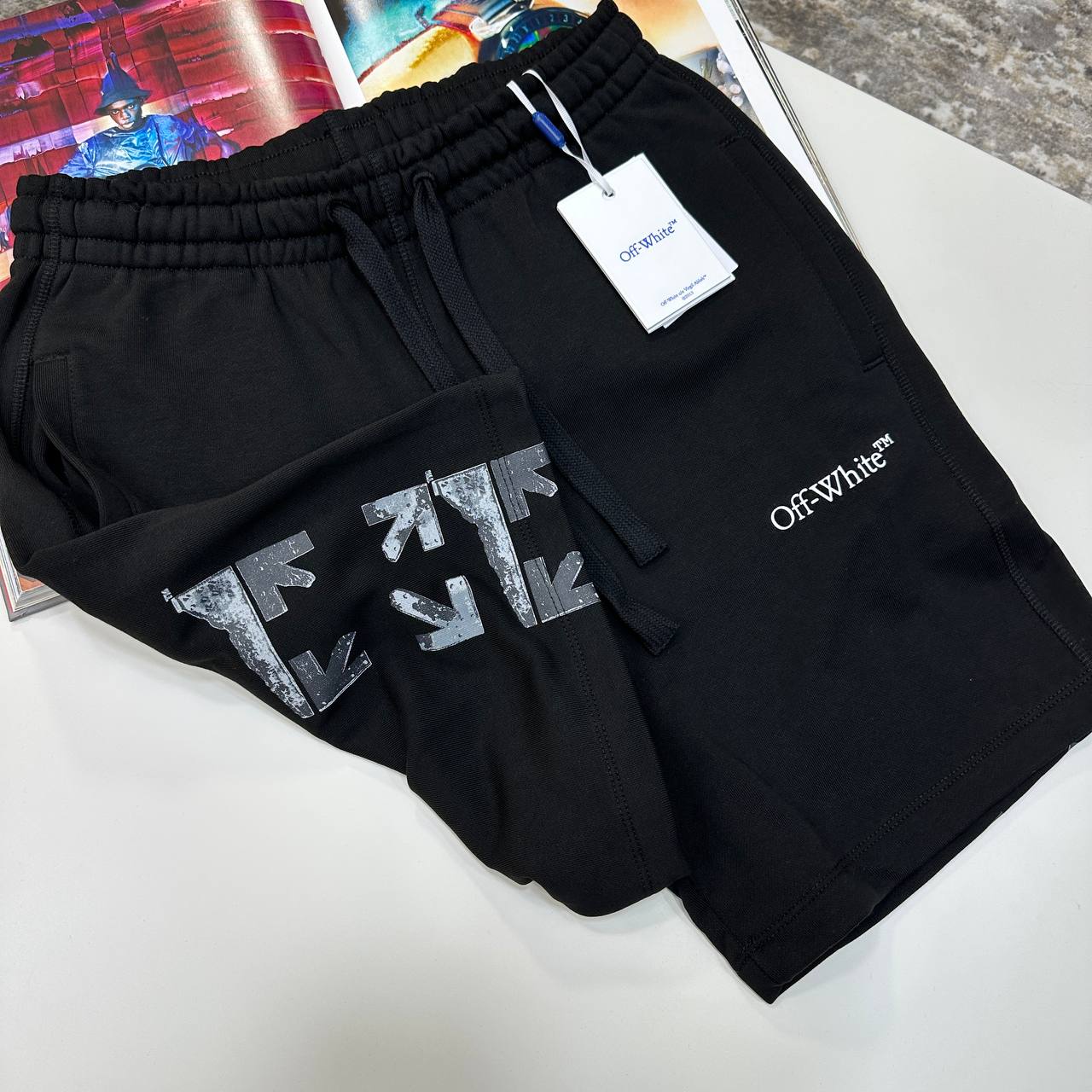 OW COTTON SHORTS - BLACK
