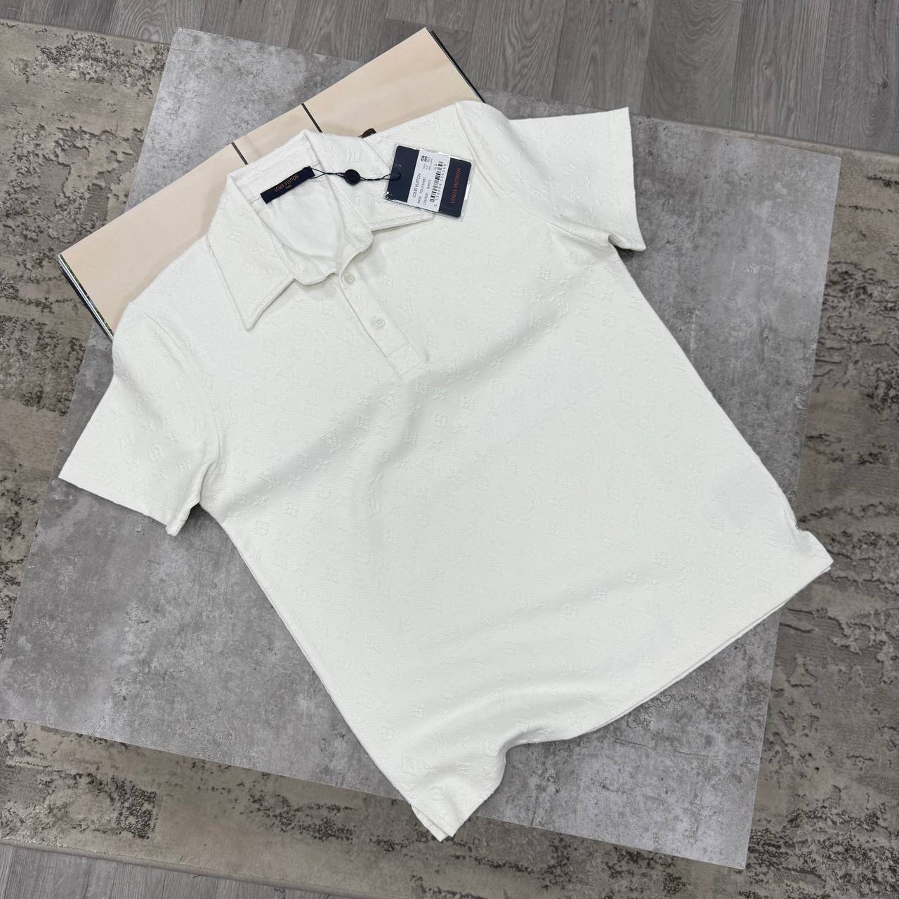 LVE KNIT MONOGRAM POLO - WHITE