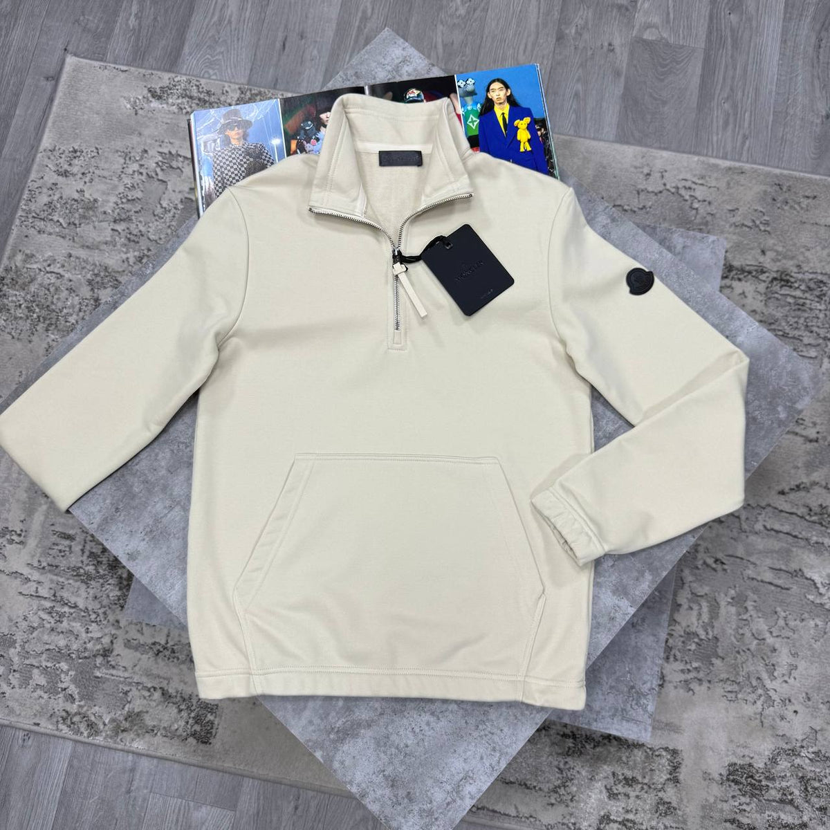 MNCLR HALF ZIP JUMPER - BEIGE