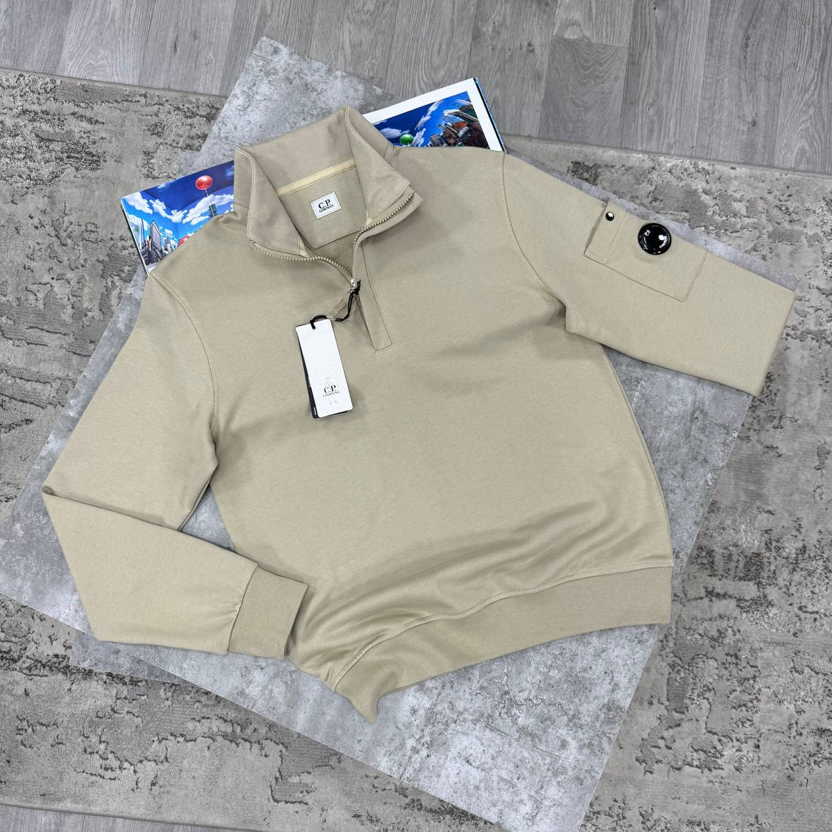 CP HALF ZIP JUMPER - BEIGE