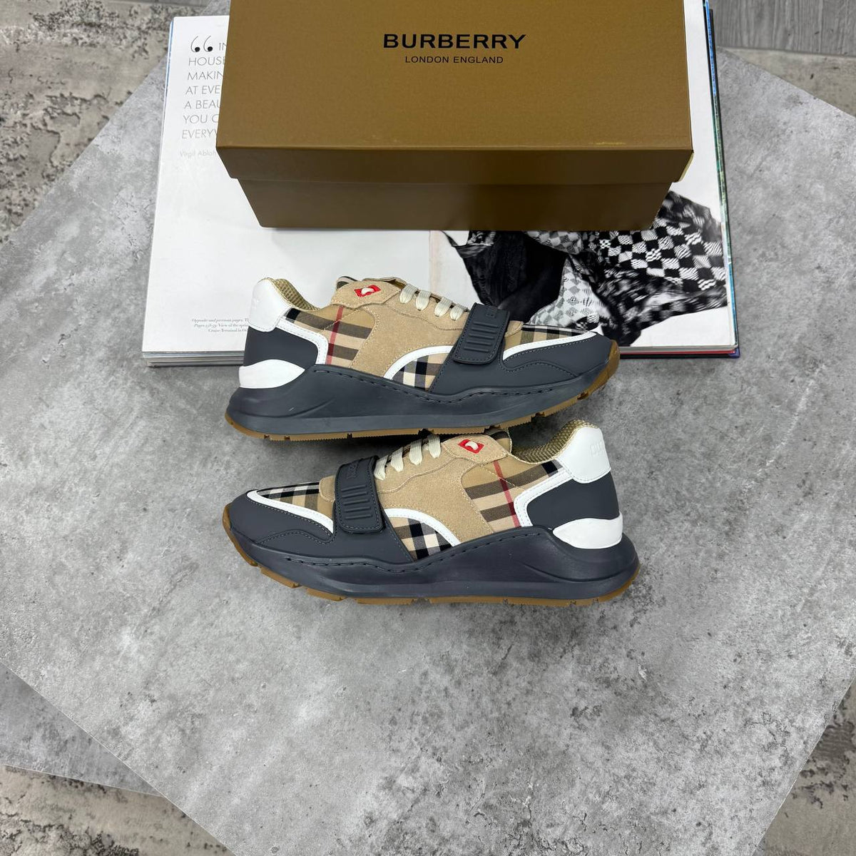 BBR SUEDE LEATHER SNEAKERS - ANTHRACITE/BEIGE