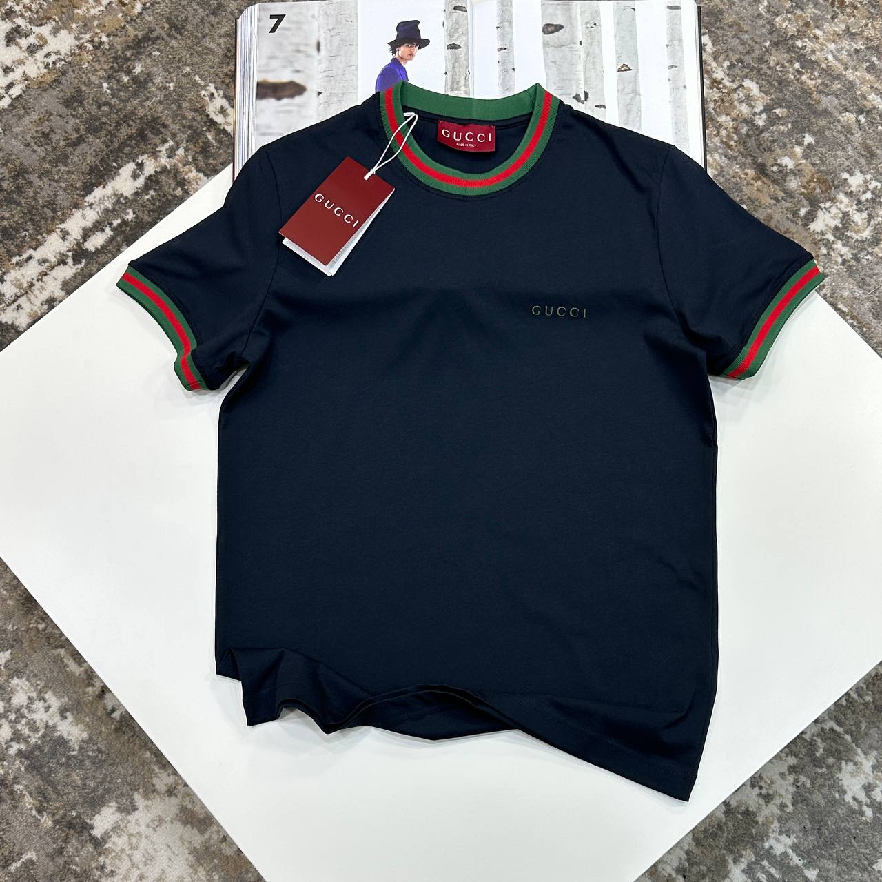 GCI STRIPED TRIM TSHIRT - NAVY