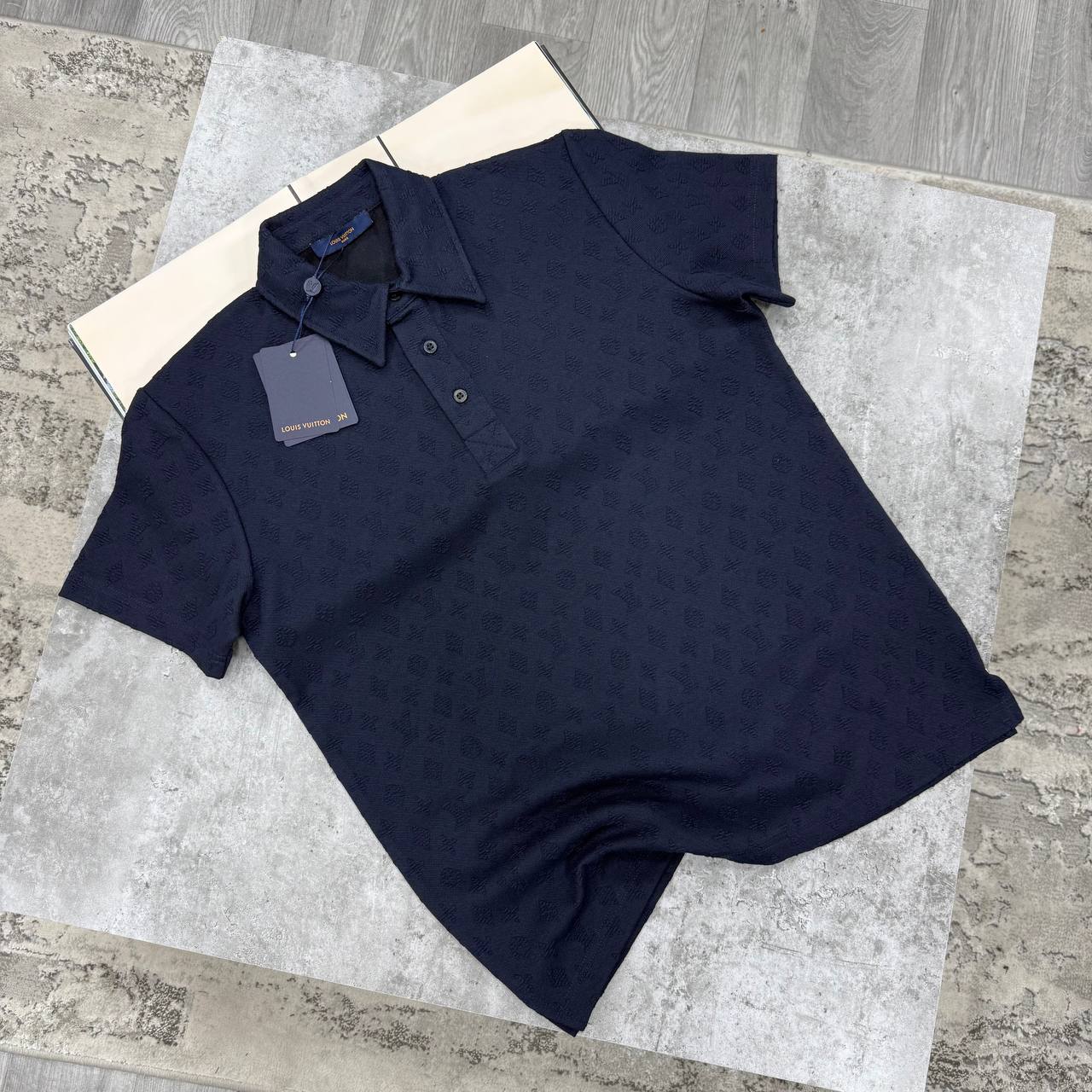 LVE KNIT MONOGRAM POLO - NAVY