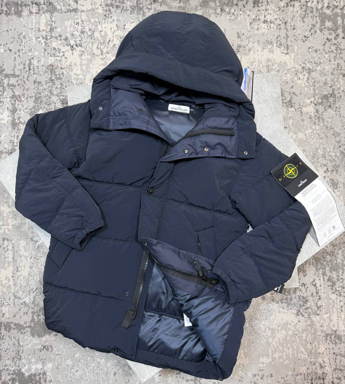 SI CRINKLE REPS NY HOODED DOWN JACKET - NAVY
