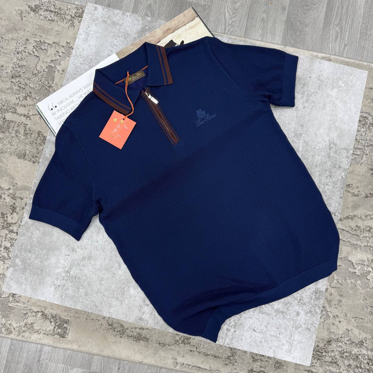 LORO KNIT QUARTER-ZIP POLO - NAVY