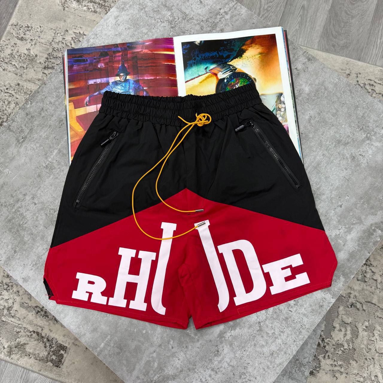 RHU TRACK SHORTS - BLACK / MAROON
