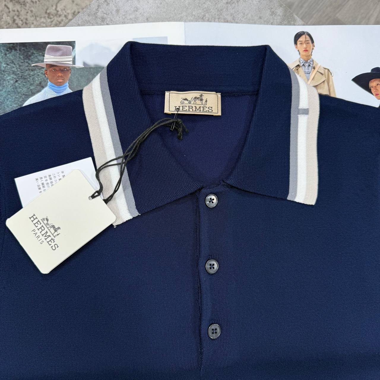 H CONTRAST TRIM POLO - NAVY