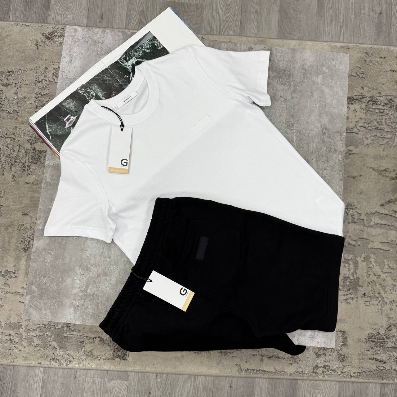 GVY COTTON SHORT SETS - BLACK / WHITE