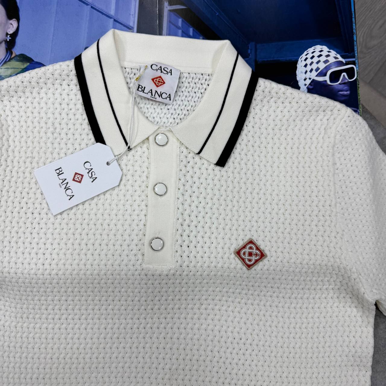 CB KNITTED POLO - WHITE