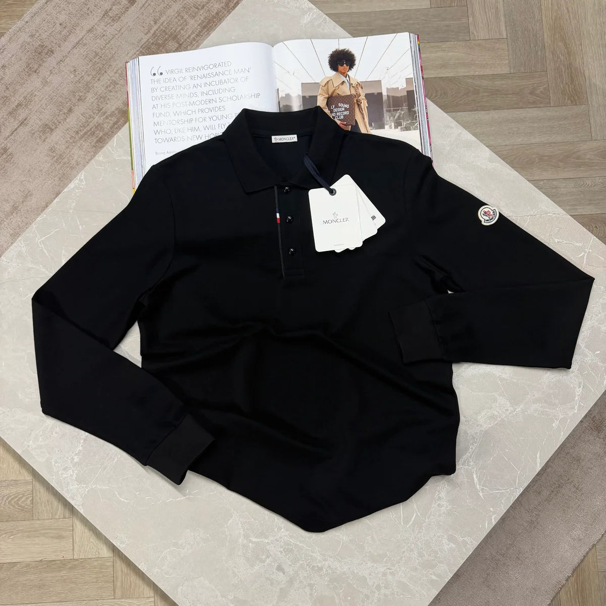 MNCLR LONG SLEEVE POLO - BLACK