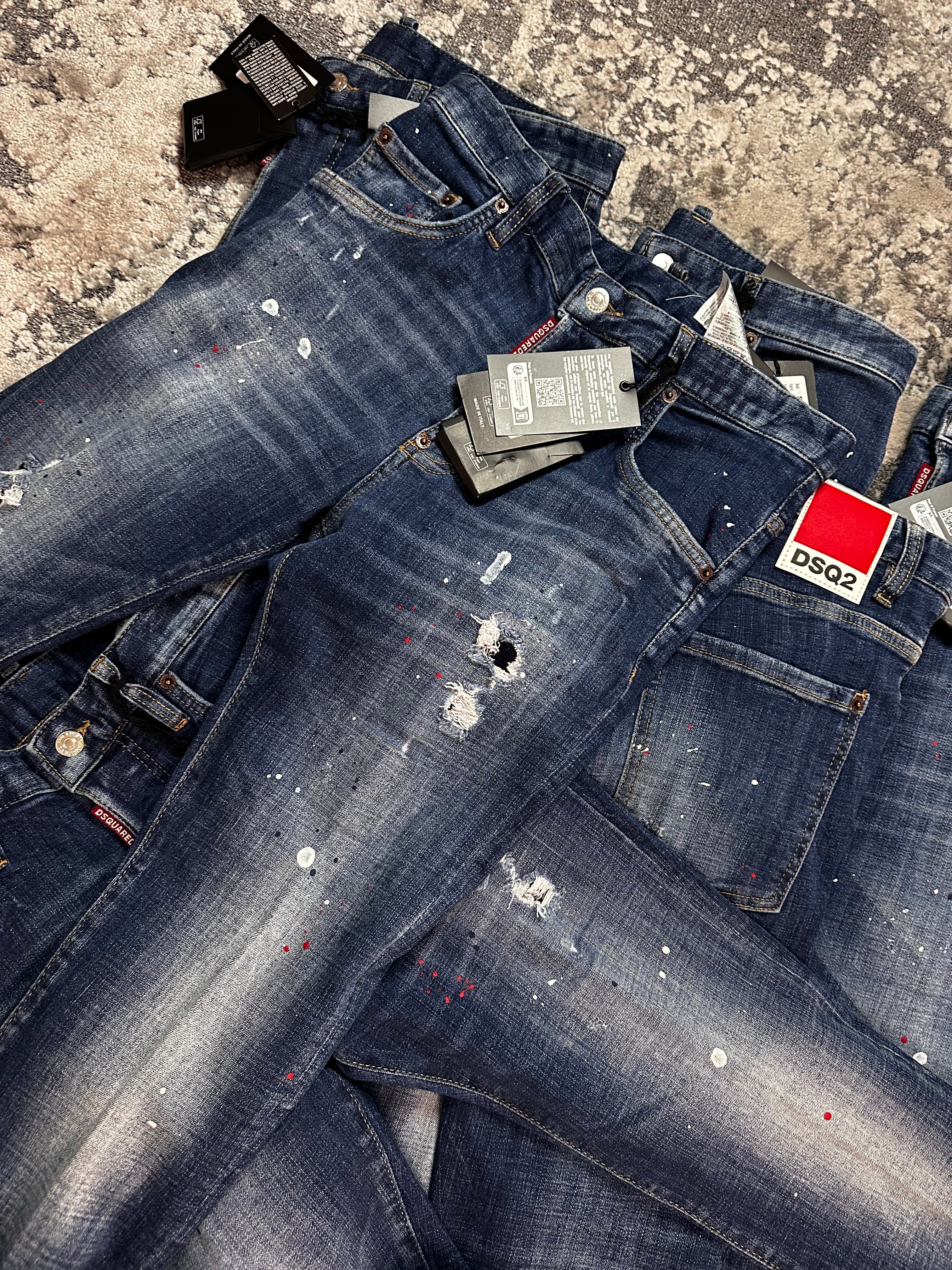 DSQ DISTRESS SLIM DENIM JEANS - BLUE