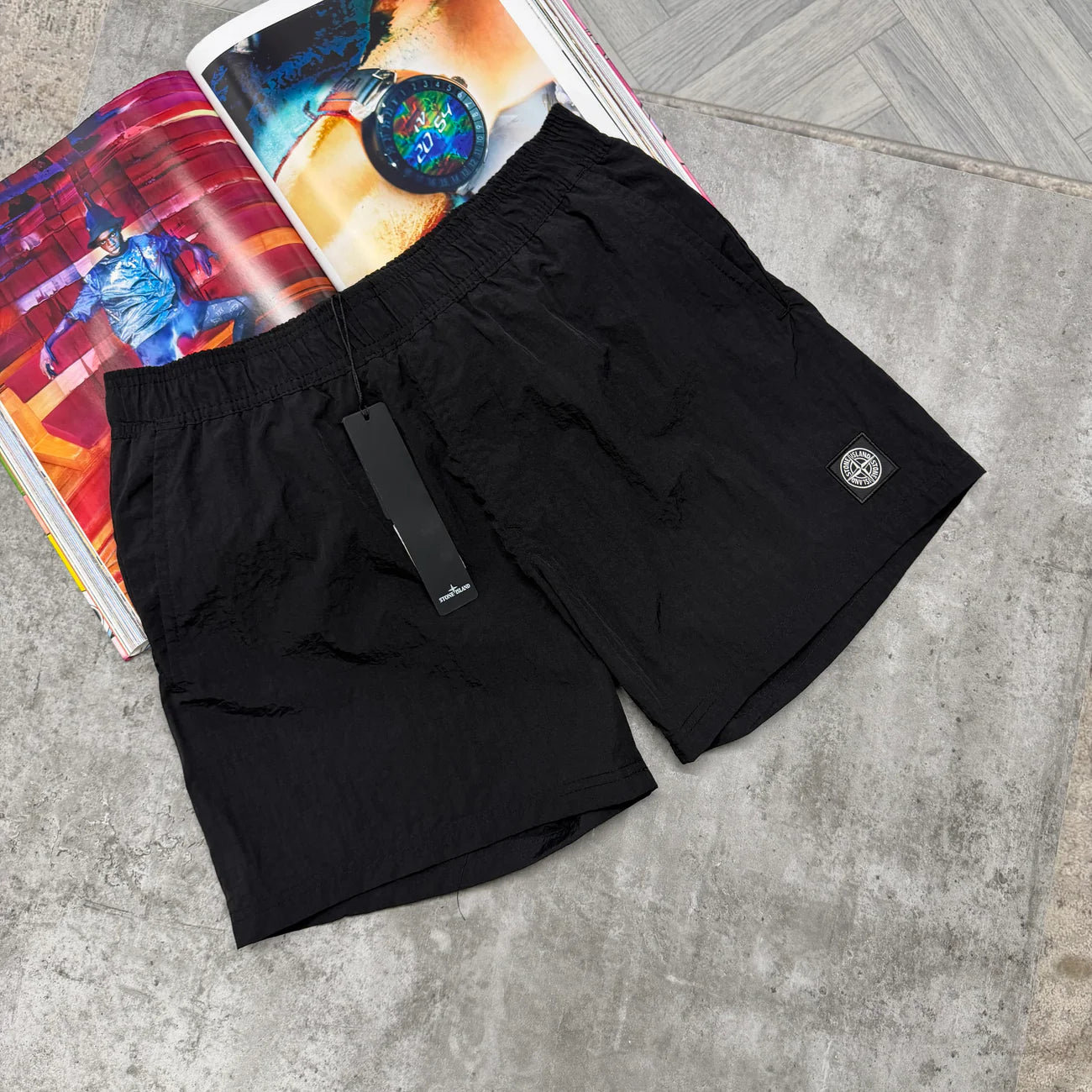 SI SQUARE LOGO SWIM SHORTS - BLACK